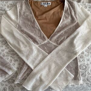 I.AM.GIA Women's White Floral Mesh Blouse